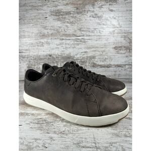Cole Haan Brown Leather Low-Top Sneakers with White Sole